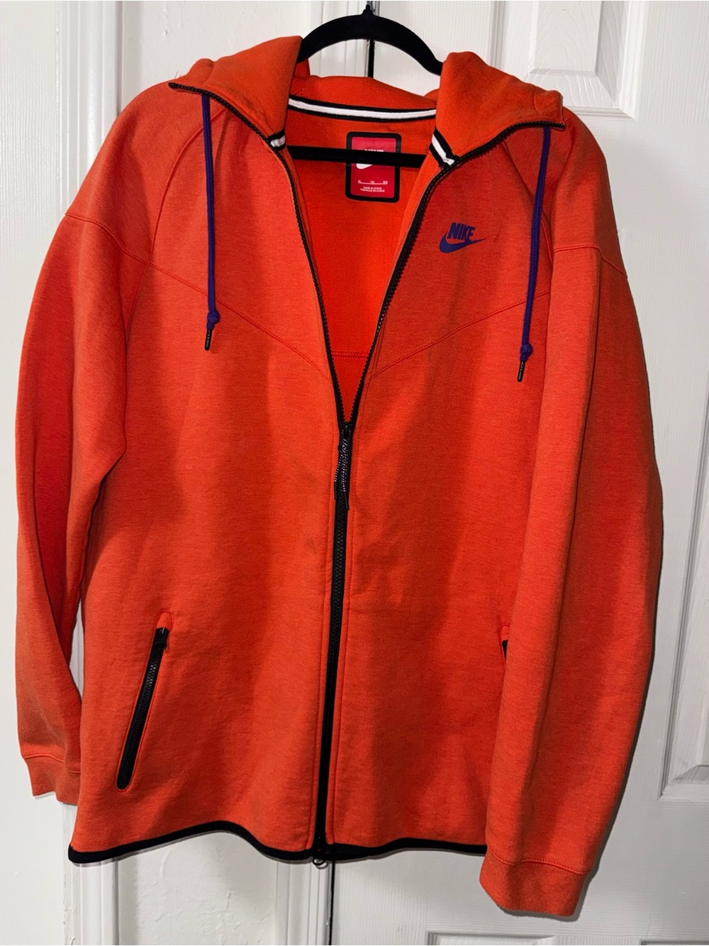 Nike Tech FLeece Hoodie Men XL Orange Full ZIp Performance Adult